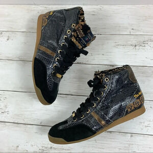 Serafini Luxury Sneakers Snake High Top Wedge 38